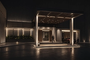 iluminacion fachada motor lobby hotel